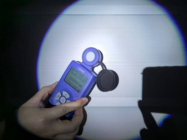 Lumen testing setup with lux meter